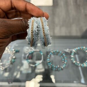 Stylish Gold and Blue Fringe Earrings